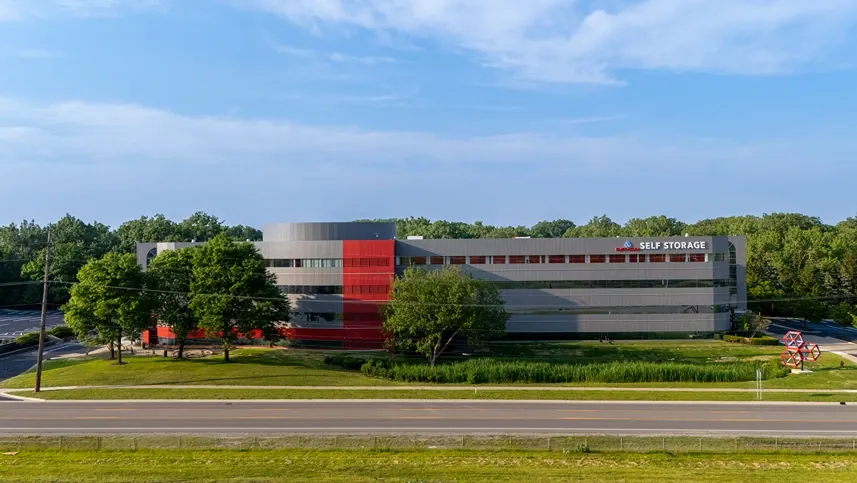 Exterior view of Southfield Michigan Self Storage facility with drive-up access units