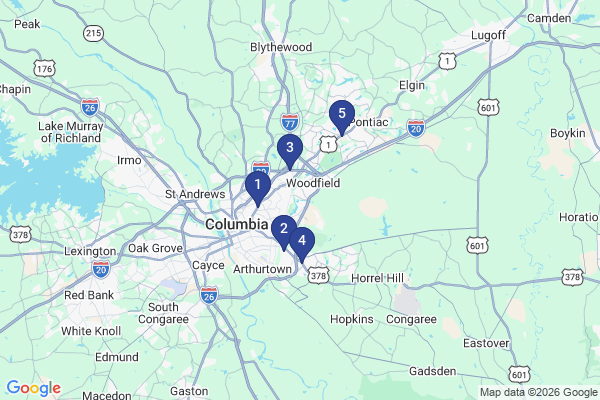 Map showing facility locations
