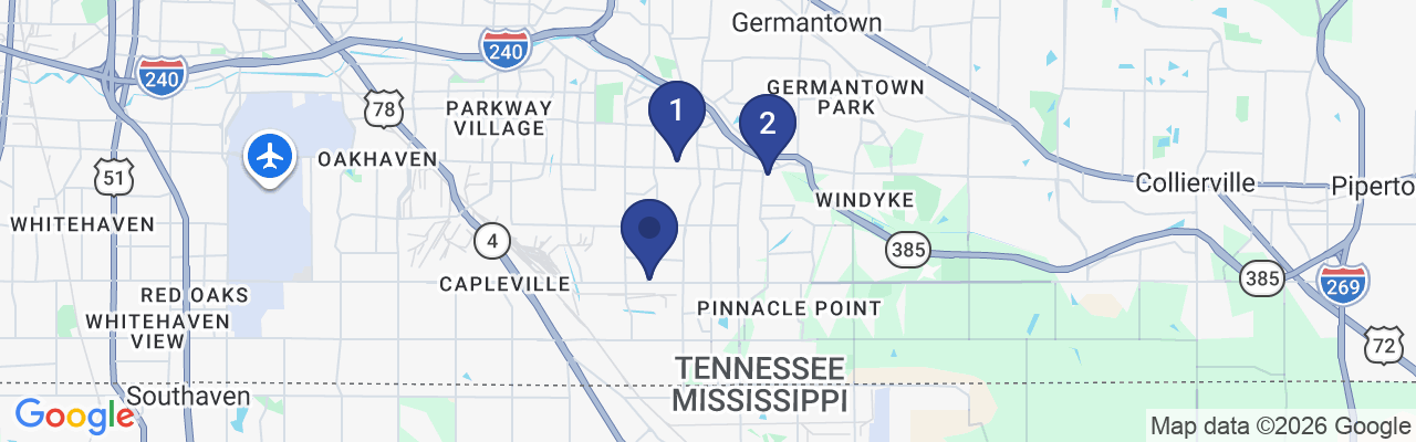 Map showing facility locations