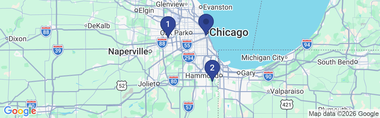 Map showing facility locations