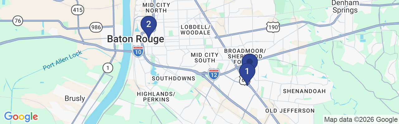 Map showing facility locations
