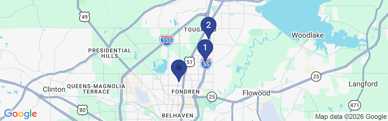 Map showing facility locations