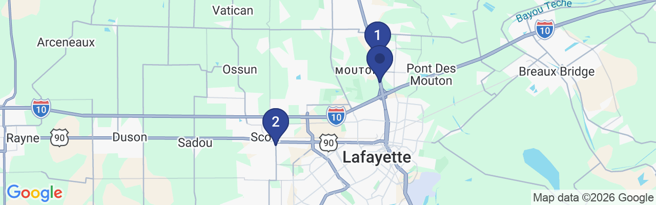 Map showing facility locations