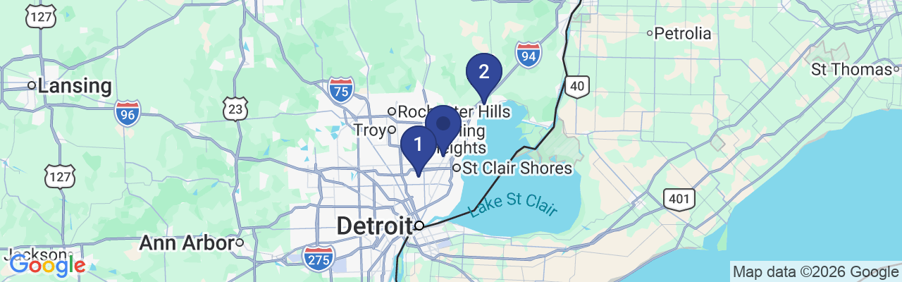 Map showing facility locations