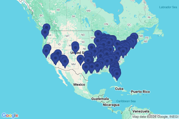 Map showing facility locations